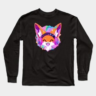 Fox With Headphones Long Sleeve T-Shirt